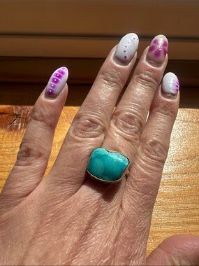 Artisan Turquoise Cabochon Sterling  Silver Ring